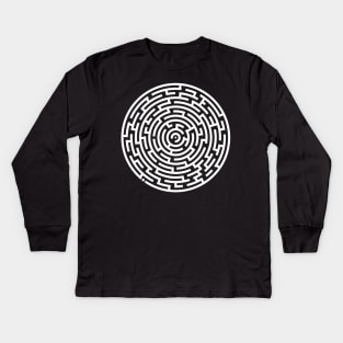 Maze Circle Maze Runner Labyrinth Kids Long Sleeve T-Shirt